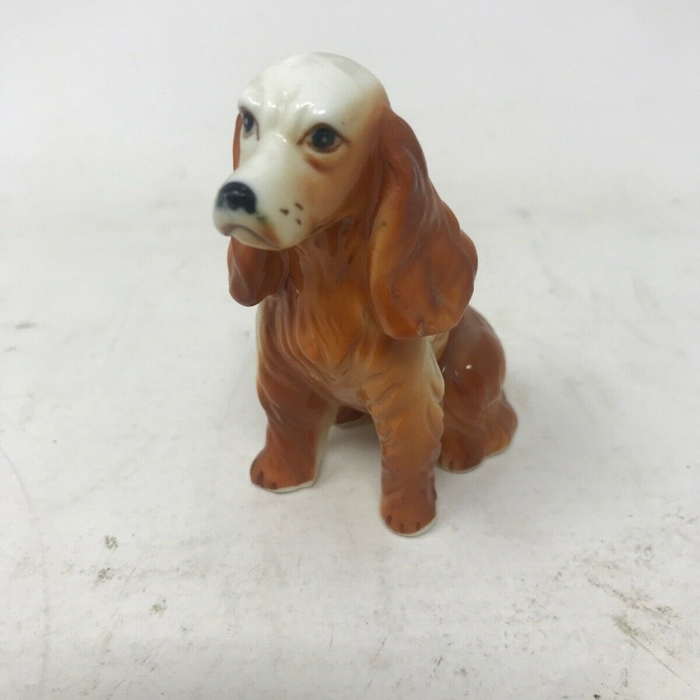 Vintage Brown & White Cocker Spaniel Dog Figurine